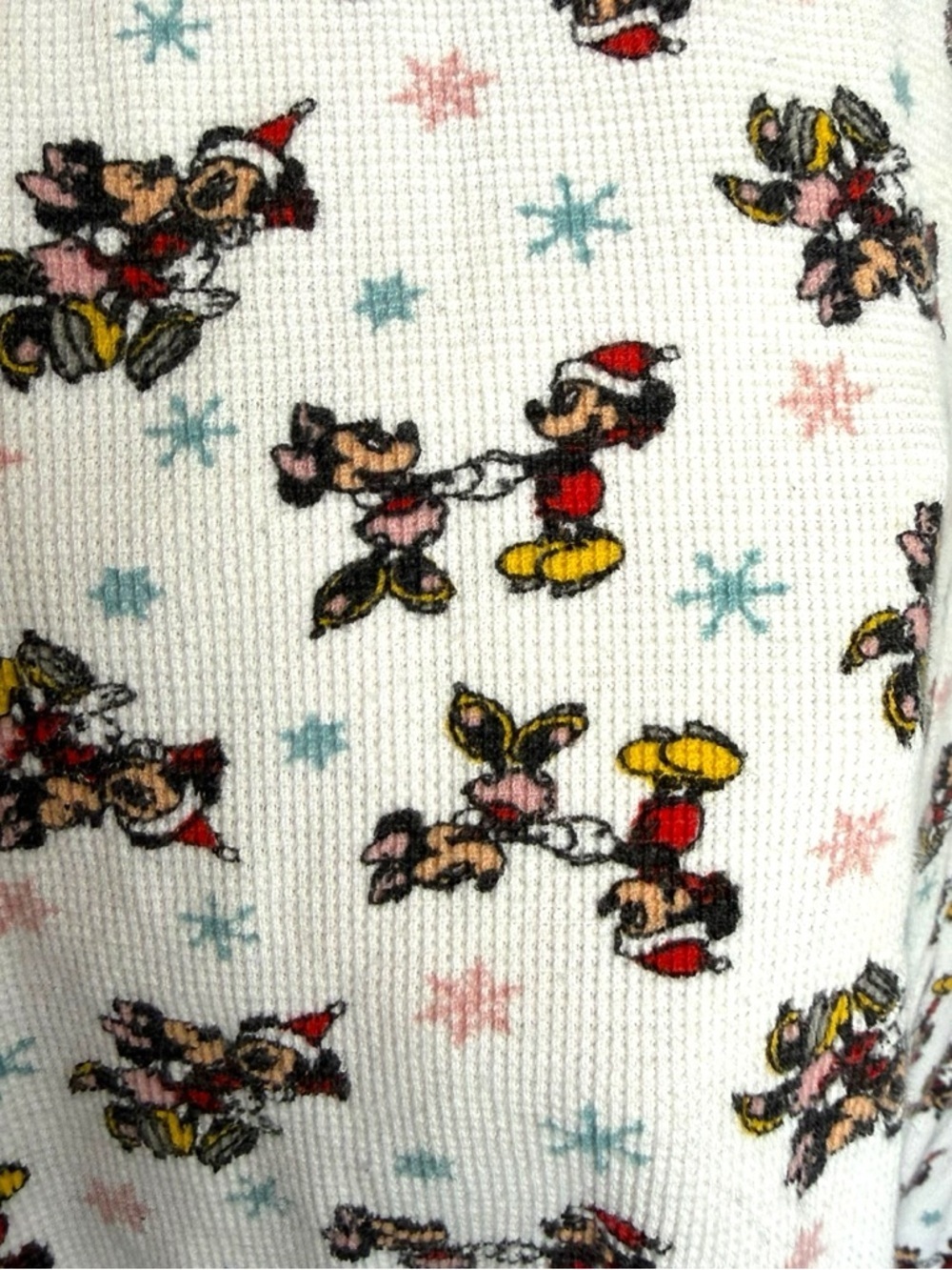 Mickey Inc Thermal Waffle Knit Sleep Shirt One Size Vintage Winter Snowflake - Picture 5 of 10